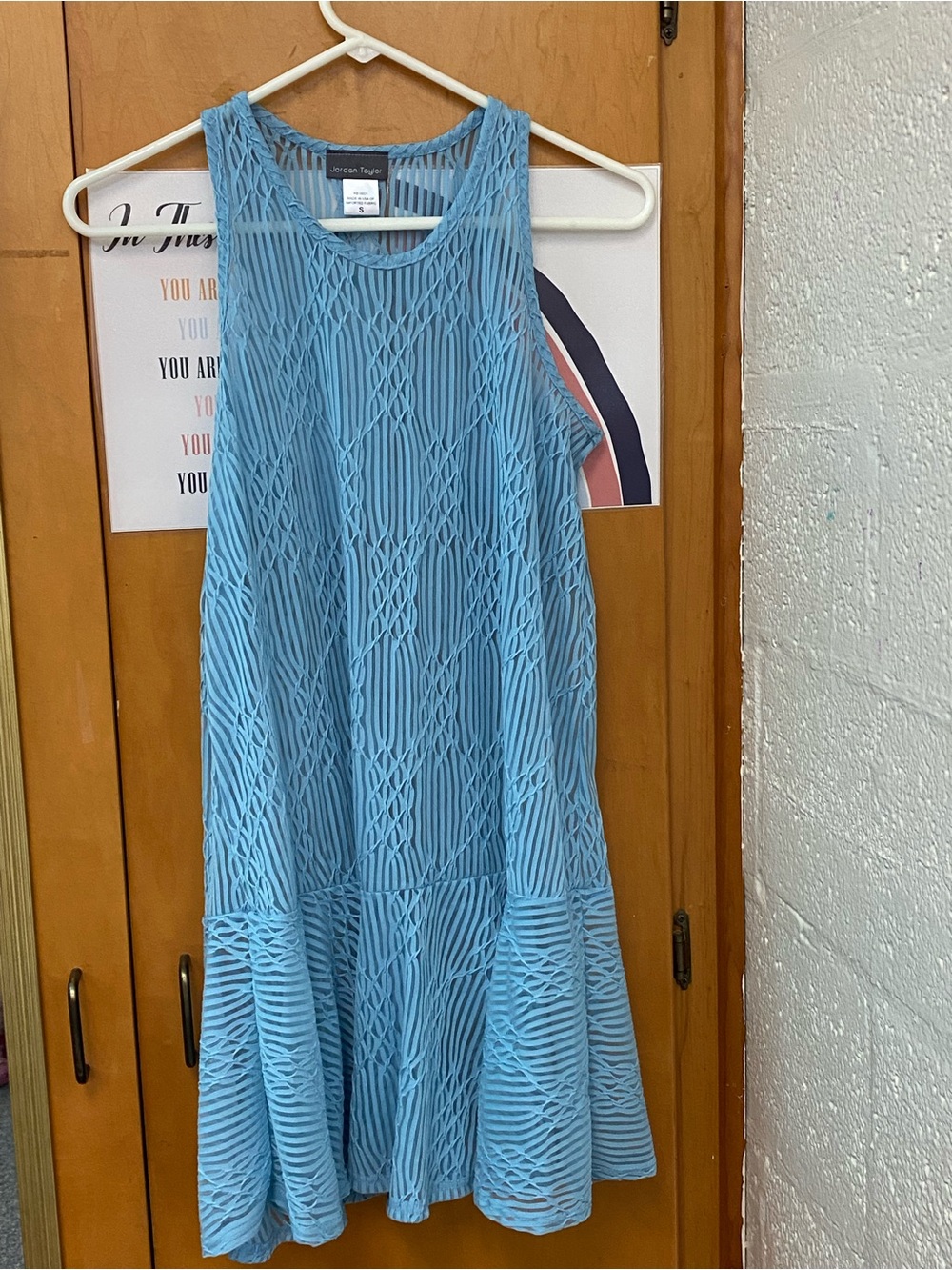 Jordan Taylor Light Blue Knit Overlay Top